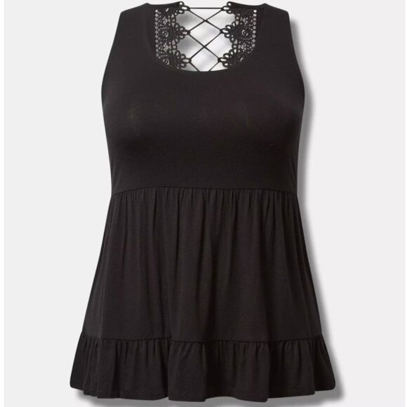 GUC Torrid Super Soft Lace Up Back Swing Babydoll Tank - Picture 3 of 7